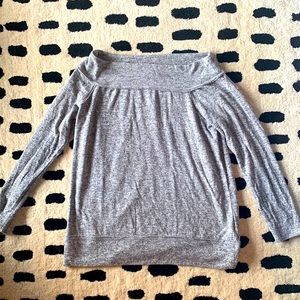 Grey, off the shoulder long sleeve shirt